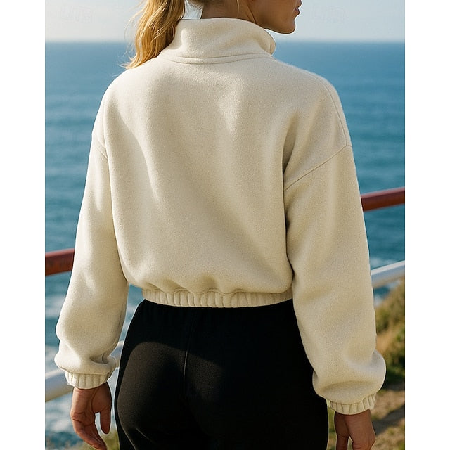 Women's Pullover Sweatshirt Casual Crop Tops Drawstring