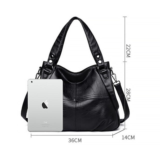 Sac bandoulière en similicuir bordeaux pour femme, grand format