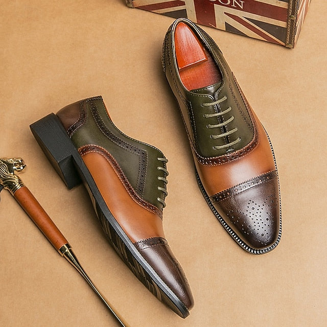 Oxford – and Leather Black Wingtip Shoes Faux Men's Brown