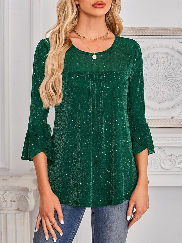 Women's Shirt Blouse Mesh Plain Stylish Classic Modern Long