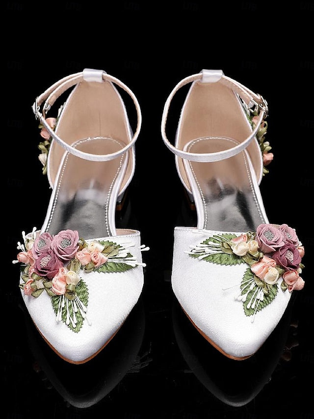 Flat Clutch White Floral Shoes – with Matching Embroidered