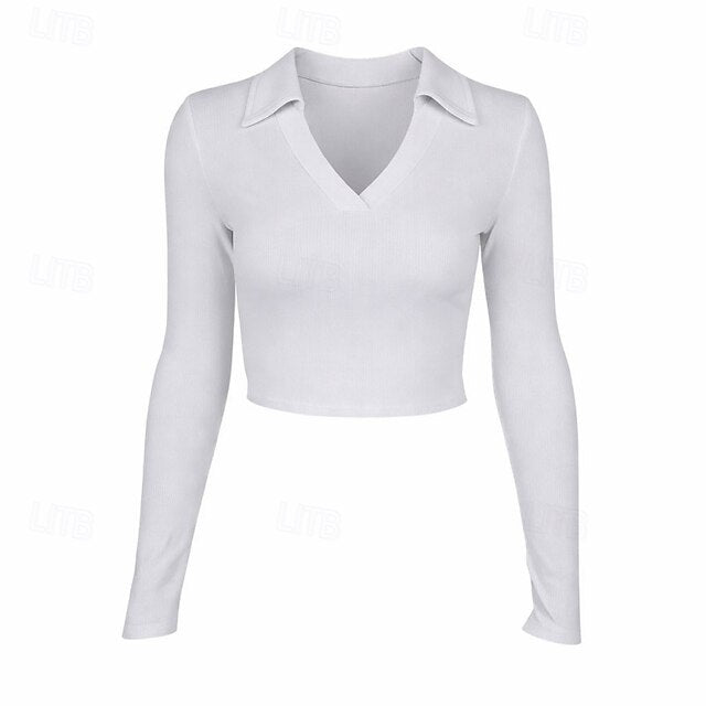 Women's Petite Ribbed Knit Tops Tee Y2K Slim fit top Solid