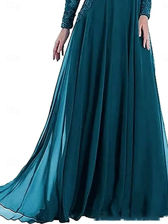 Elegant the Mother Party Floor Crew of Bride Neck Dress A-Line