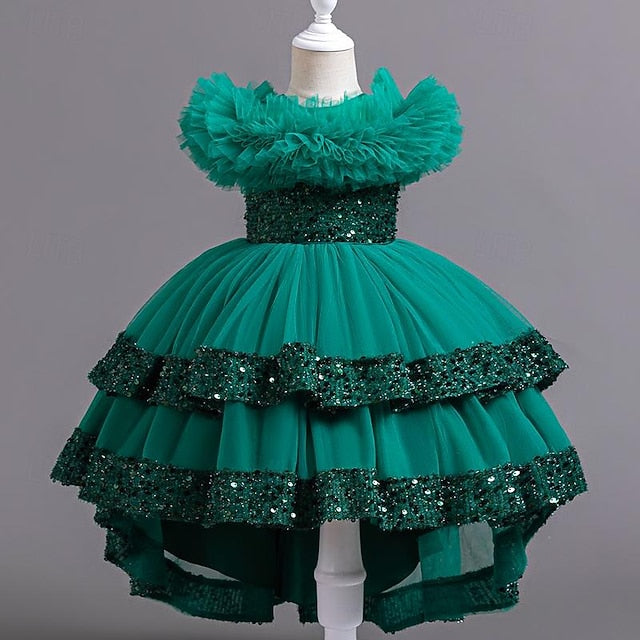 Kids Girls' Sleeveless Flower Party Sequin Girl Dress