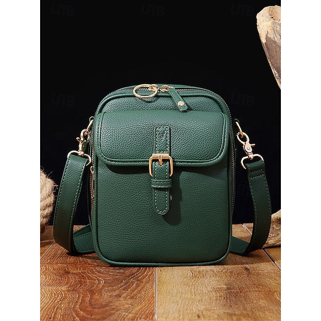 Tasche vorne braun mit Kunstleder Vintage Damen Crossbody