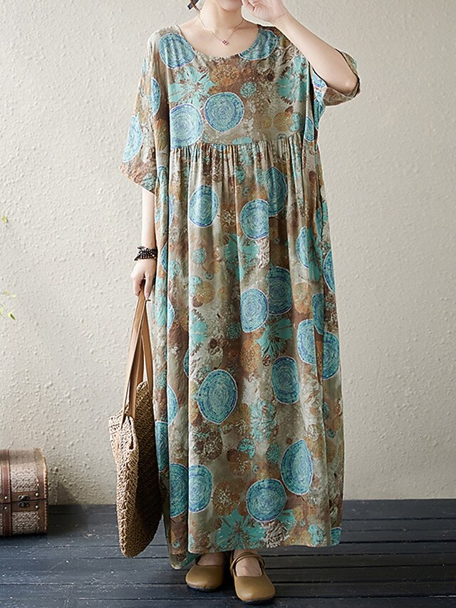 Women's Maxi Dress Cotton Blend Casual Dress Basic Casual