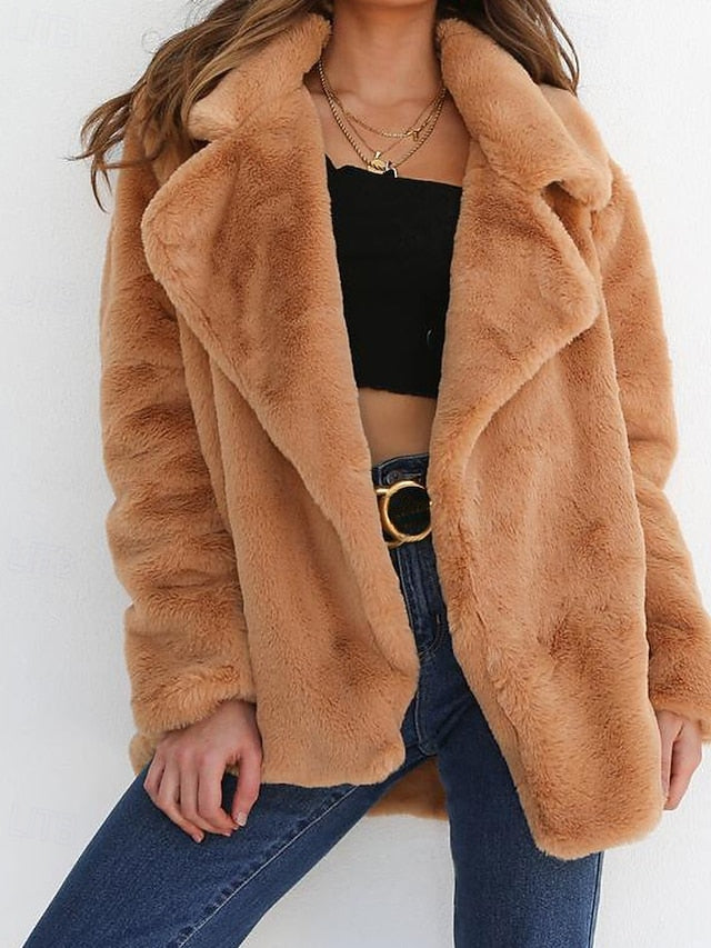 Coat Women's Teddy Faux Furs Fur Warm Comfortable