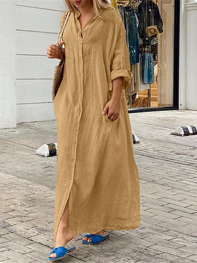 Women's Long Dress Maxi Dress Maxi Dress Faux Cotton Linen
