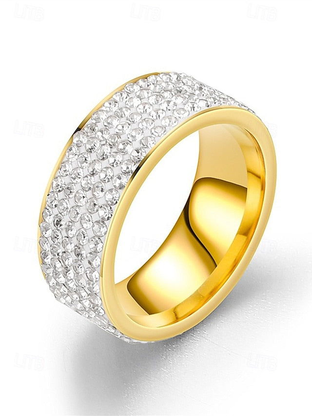 Pave Wide Band Full Rhinestone Men's Rings with