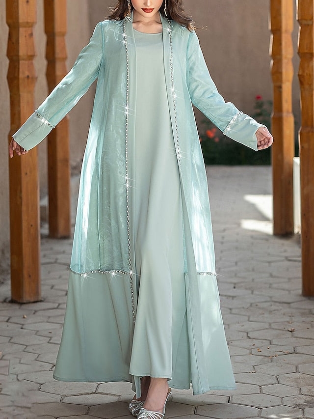 A-Line Mother of the Bride Dress Elegant Vintage Crew Neck Floor