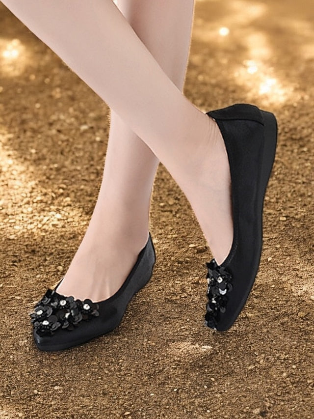 Foldable Women's Comfortable Embellished Flats Floral –