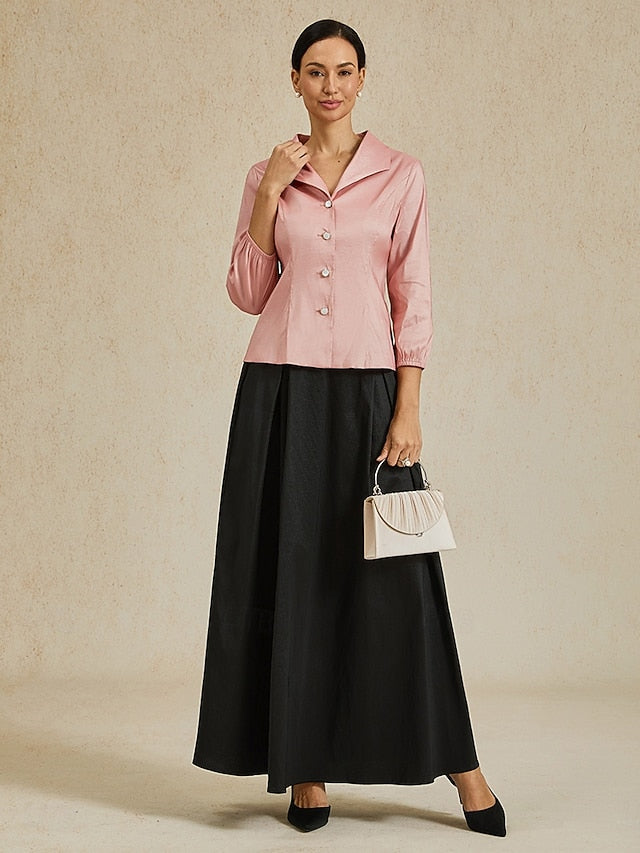 Women's With Belt Solid Color Stylish Turndown Dusty Rose