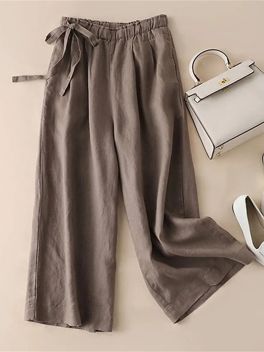 Women's Wide Leg Cropped Pants Vacation Vintage Casual