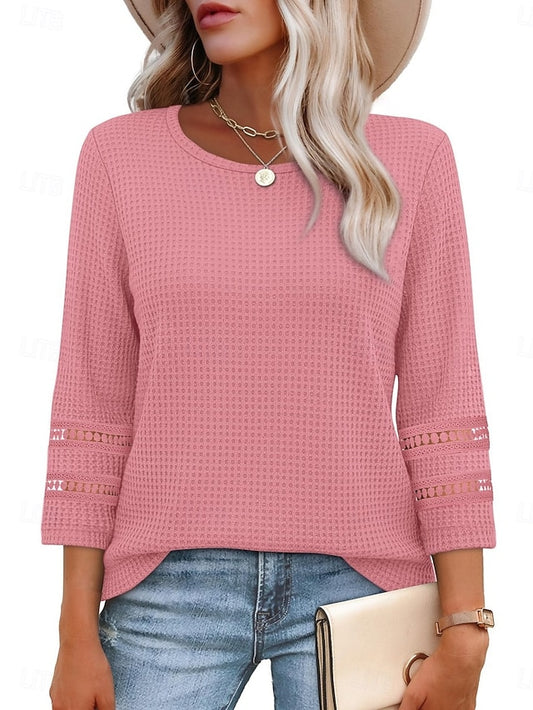 Women's Blouse Lace Patchwork Solid Color Stylish Casual