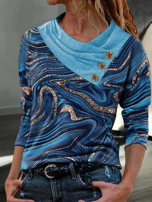 Women's T shirt Long Sleeve Geometric Abstract Basic Long