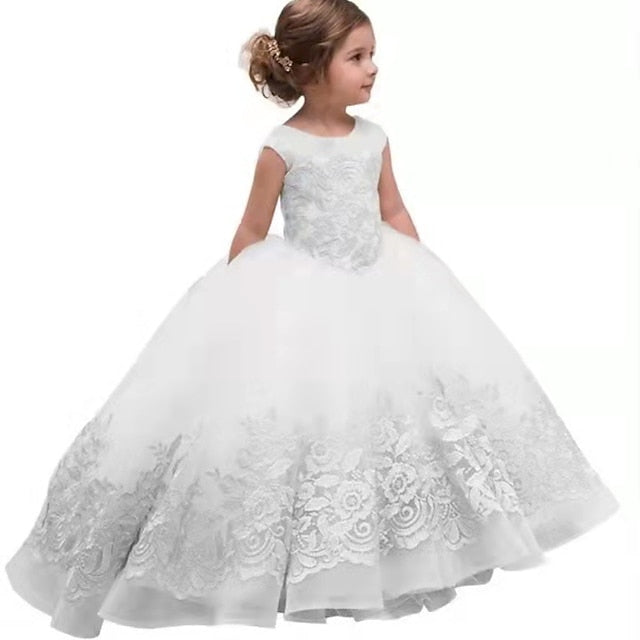 Dress Solid Flower Girl Floral Colored Kids Girls'