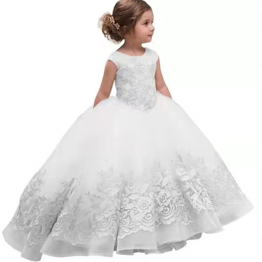 Dress Solid Flower Girl Floral Colored Kids Girls'