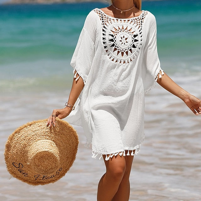 Women's Swimwear Cover Up Swim Dress Swimsuit Crochet