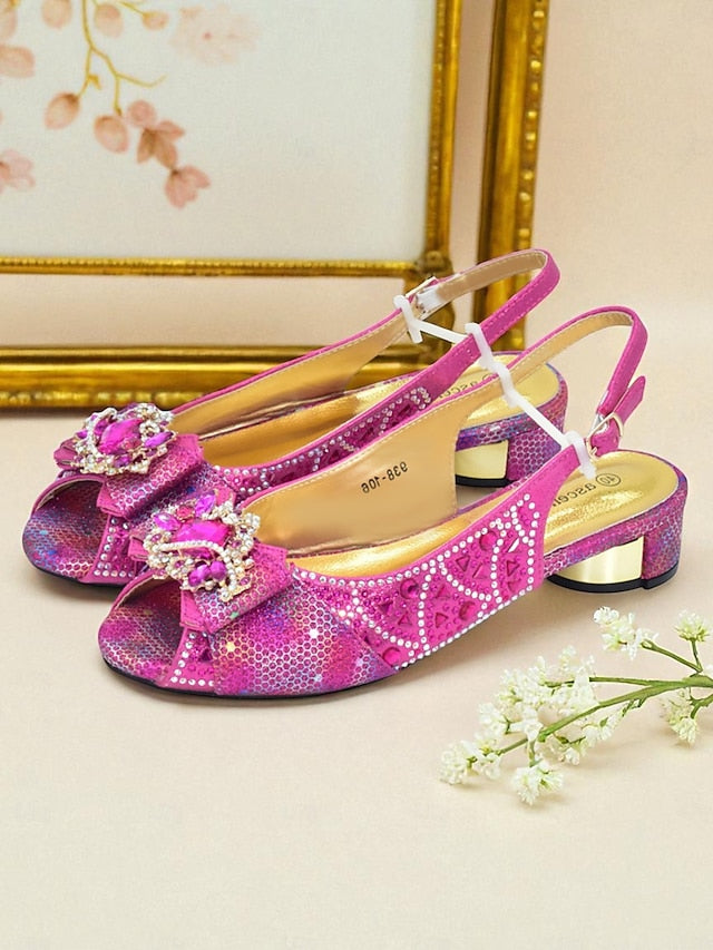 and Women's Matching Heels Clutch Slingback Gold Rhinestone