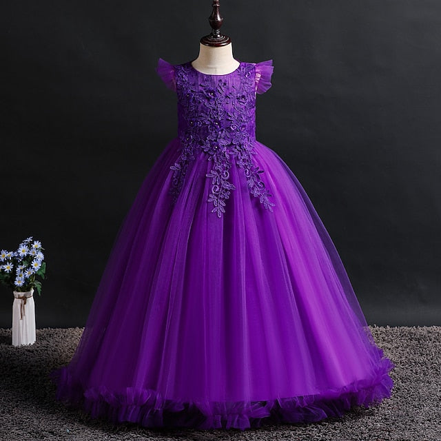 Sleeveless Kids Flower Dress Jacquard Girl Girls'