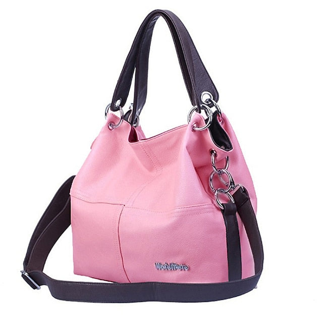 Casual Handbag with Canvas Leather Straps – Women's