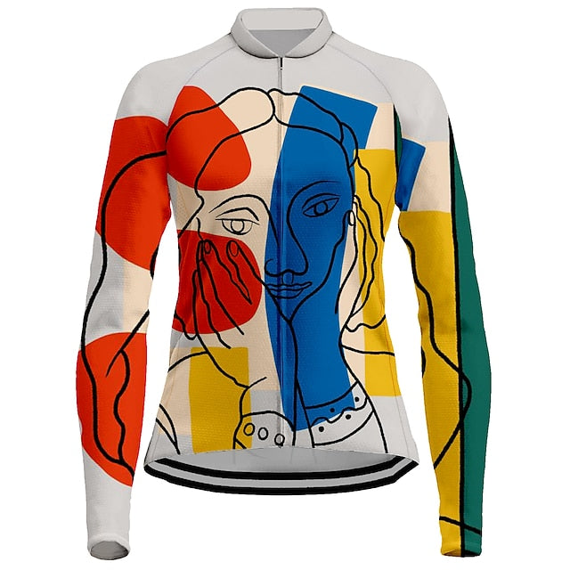 Women's Cycling Jersey Long Sleeve Bike Jersey Top with 3