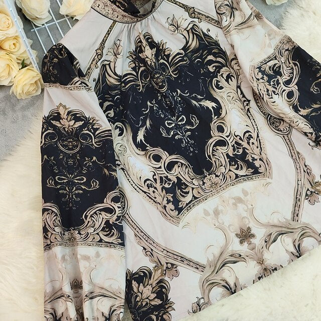 Women's Blouse Ruched Print Floral Elegant Stylish Long