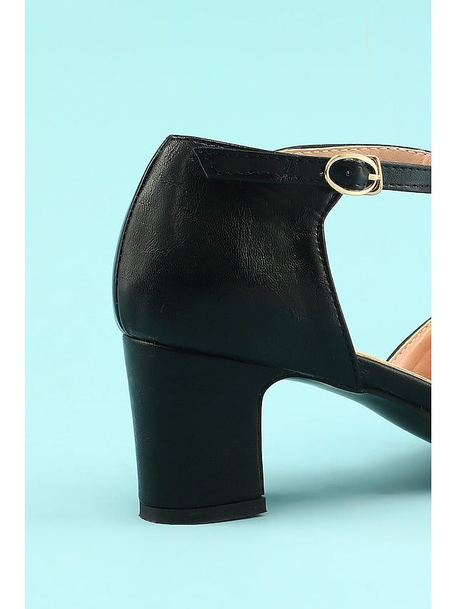 heels 20s T-strap Heels Roaring Shoes Vintage Retro 1950s Chunky