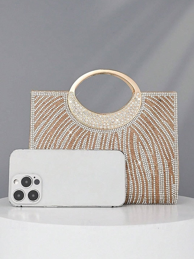 Women's Clutch Bag with – Handle Rhinestone Evening Round