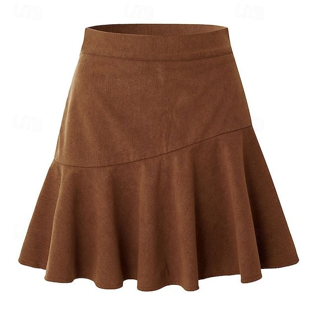 Women's Elegant Fashion Casual Mini Mid Rise Skirts Plain