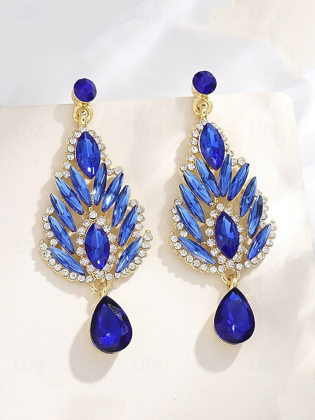 – Women's Emerald Crystal Drop Earrings Green