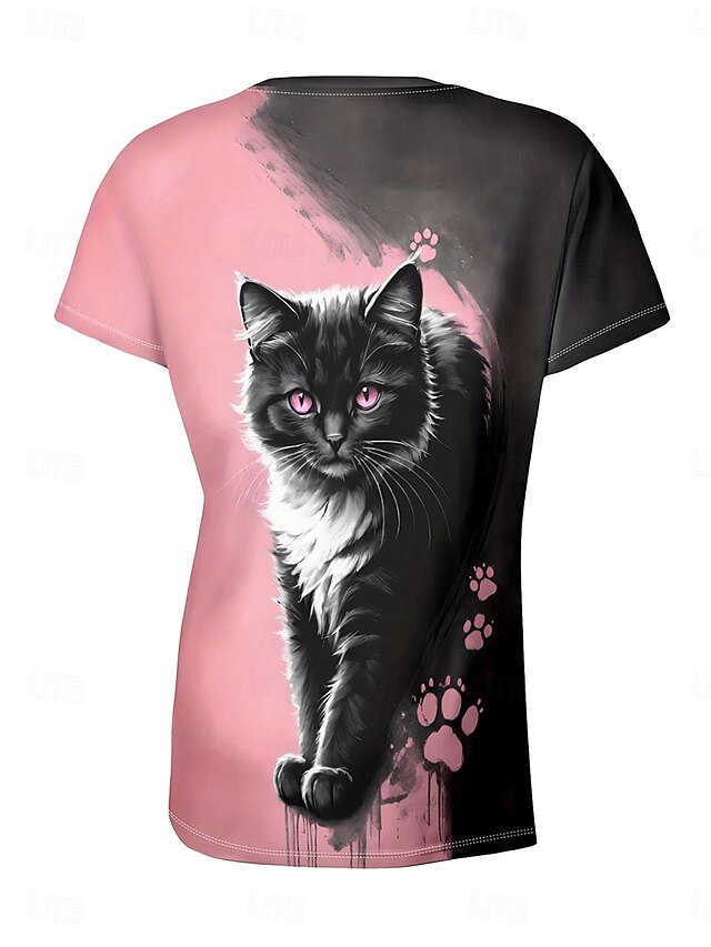 Women's T Shirt Print Ombre Graphic Animal Vintage Stylish