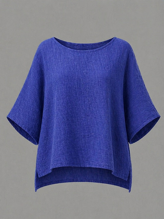 Women's 100% Cotton Shirt Blouse  Solid Color Basic Casual