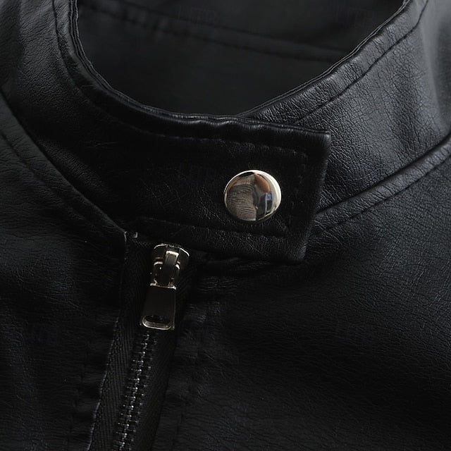 Women's Pocket Faux Jacket Comfortable Zipper Leather