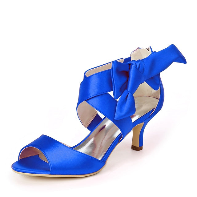 Open Shoes Wedding Women's Heel Kitten Bowknot Bridal