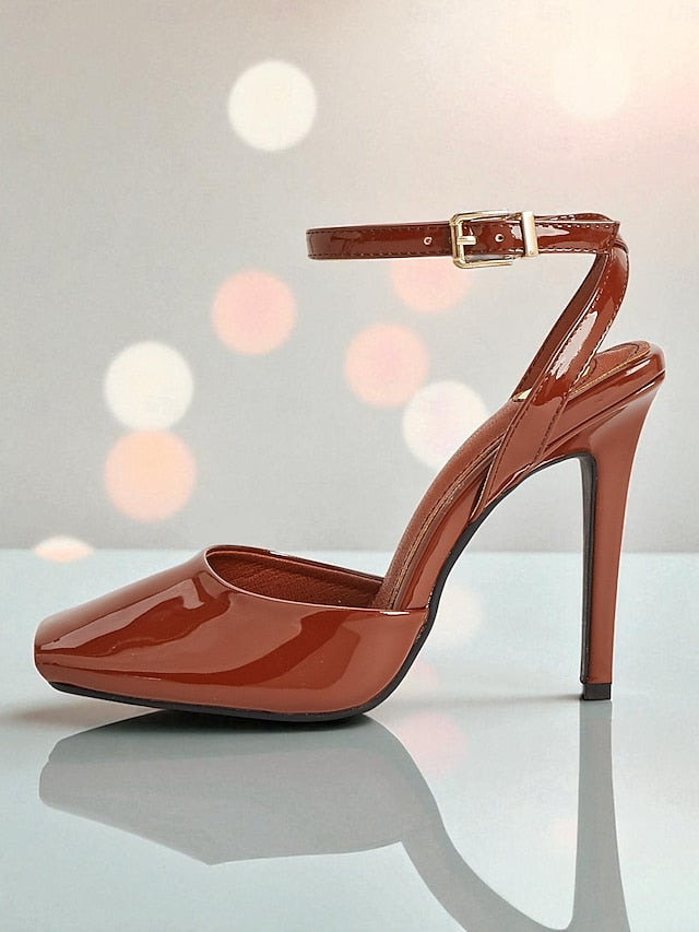 High Heels Peep Toe Patent Women's Green Leather Dark -