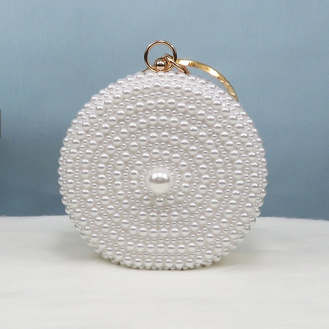 Heels Pearl Purse and Pearl-Embellished Round Stiletto Set White