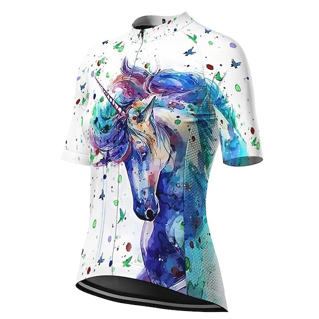 Women's Cycling Jersey Unicorn Short Sleeve Bike Jersey Top