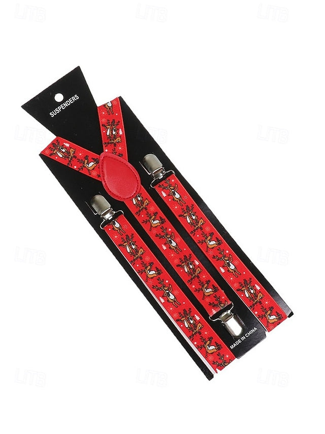 Suspenders Men's Christmas with Snowman