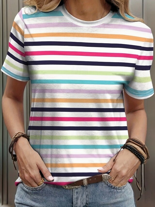 Valentine's Day Women's T Shirt Print Striped Stylish
