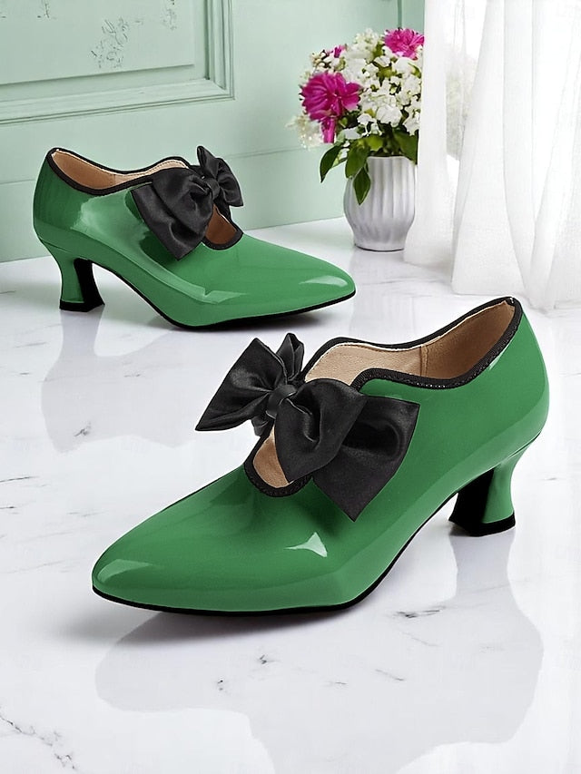 1920s Patent Shoes Leather Vintage Low Women's – Red Heel