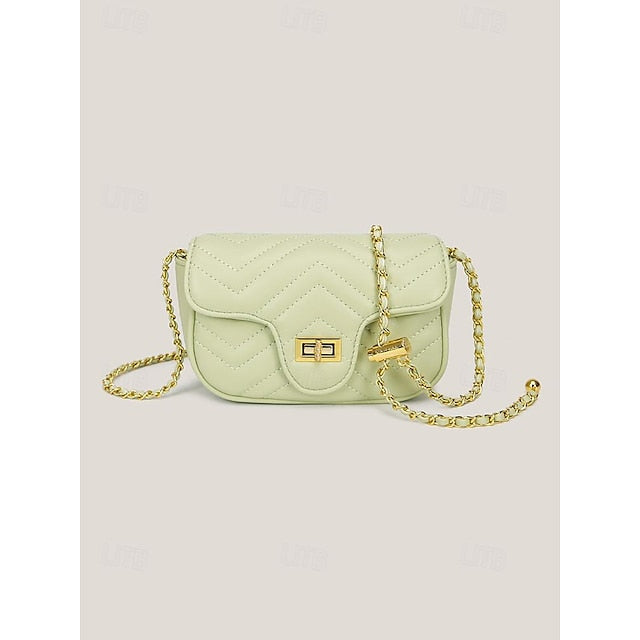 Ledertasche Damen Weiß Crossbody mit Gold Elegante Kette