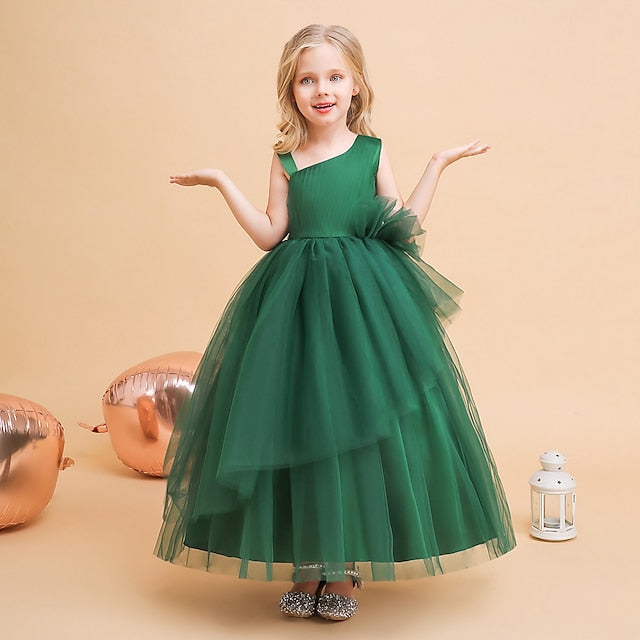 Sleeveless Solid Party Kids Dress Girls' Formal Color
