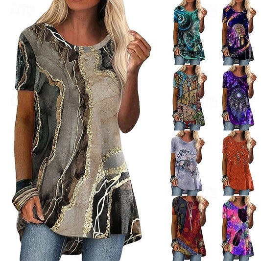 Women's Boho Shirt T Shirt Tee Top Graphic Abstract Vintage