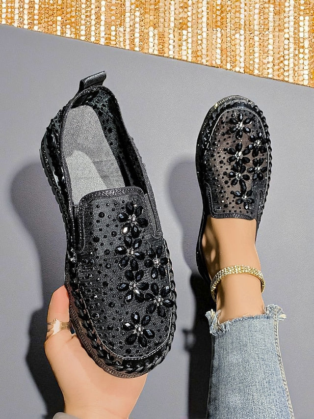 Embellished Mesh Slip-On with Women's Rhinestone Sneakers