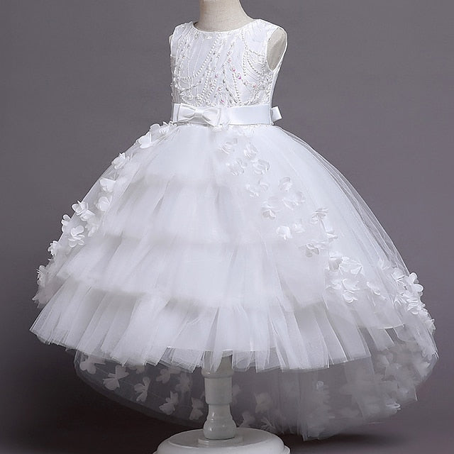 Colored Solid Flower Dress Girl Kids Girls'