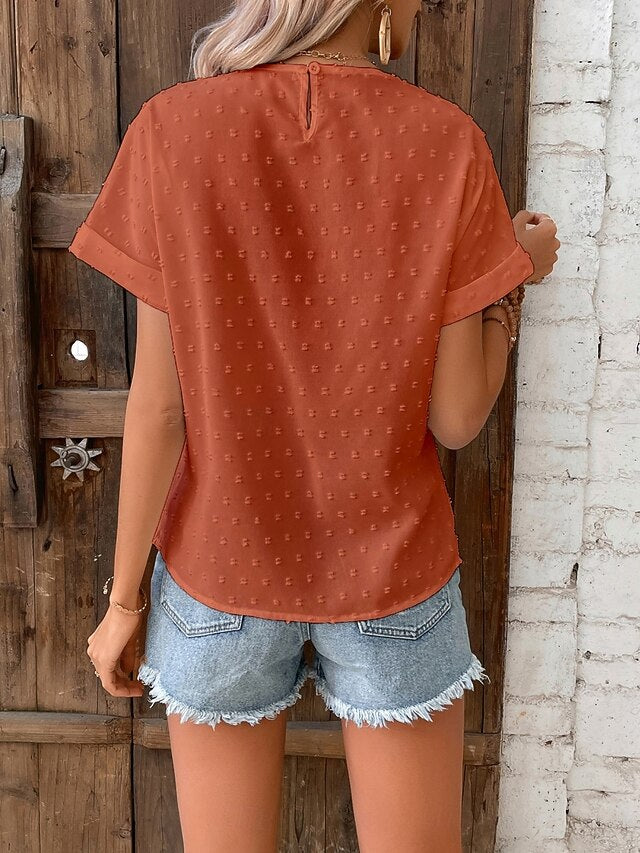 Women's T Shirt Lace Patchwork Plain Fashion Stylish