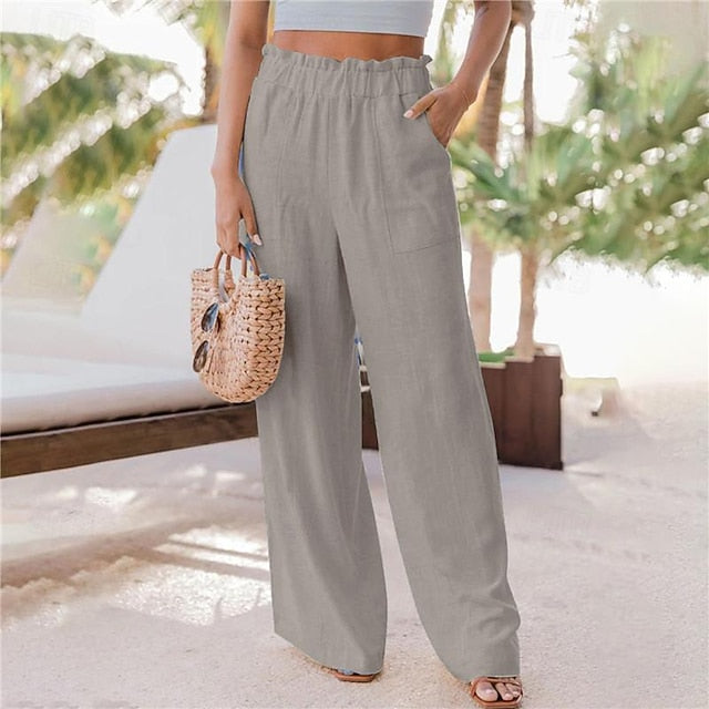 Women's Wide Leg Pants Trousers Casual Daily Long Plain
