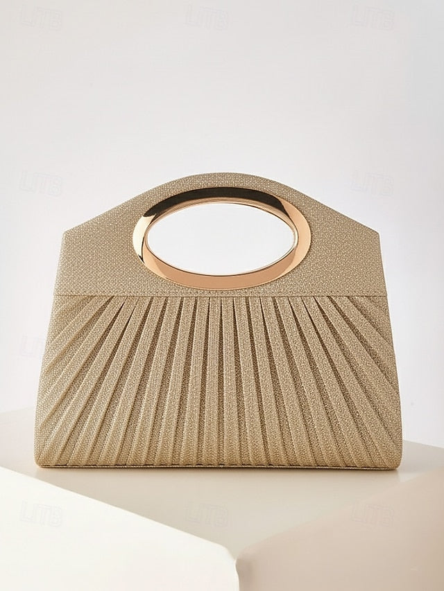 Evening Clutch Handle Bag with Gold Women's Glitter