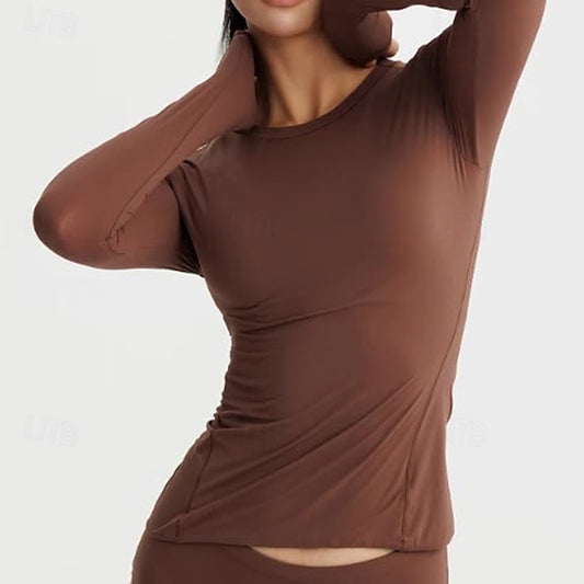 Women's Workout Shirt Basic Crop Tops Crew Neck Breathable